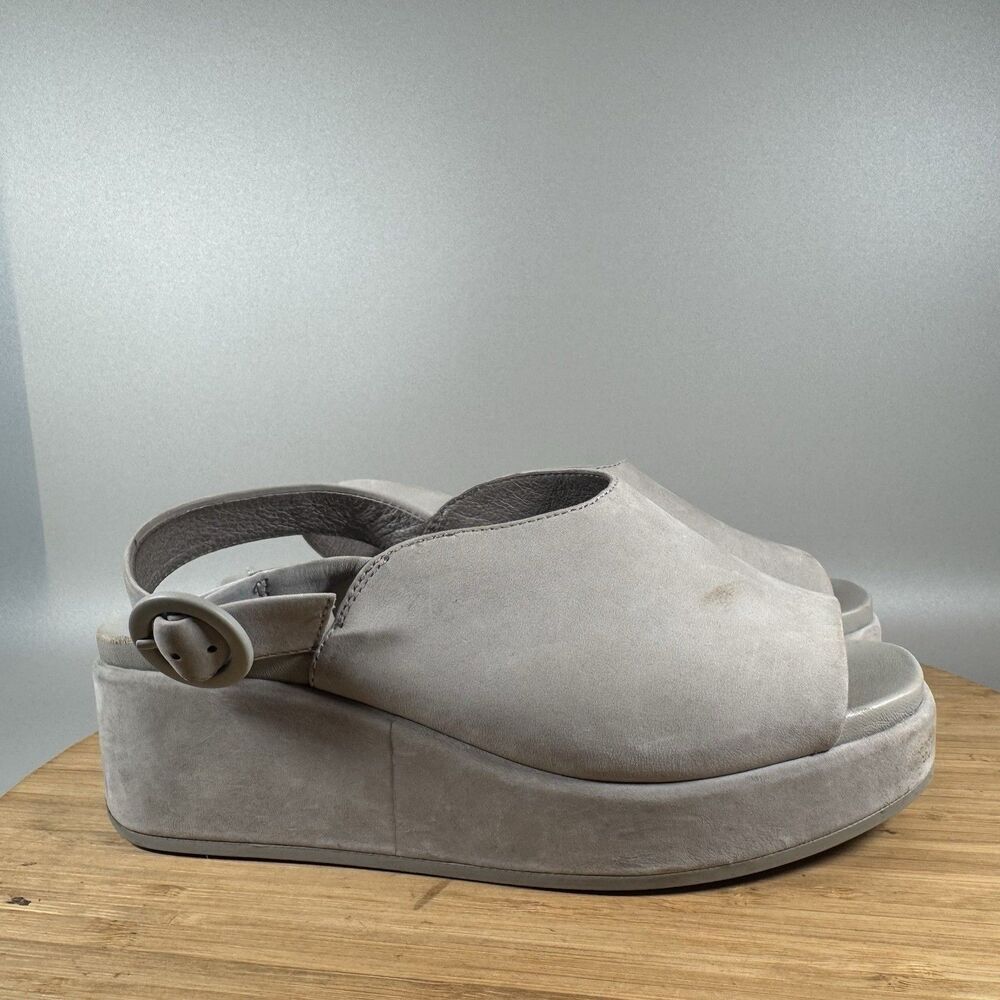 Camper Sandals EU35 US5 Misia Grey Nubuck Suede Platform Wedge Summer Vacation‎